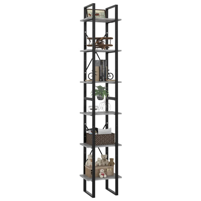 Libreria a 6 Ripiani Grigio Cemento 40x30x210 cm in Truciolato