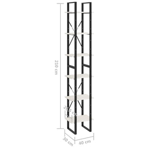 Scaffale Alto Bianco 40x30x210 cm in Legno Massello di Pino 806503