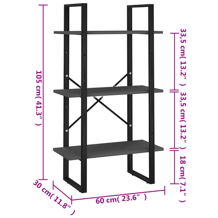 Scaffale Portaoggetti Grigio 60x30x105 cm in Truciolato cod mxl 9989