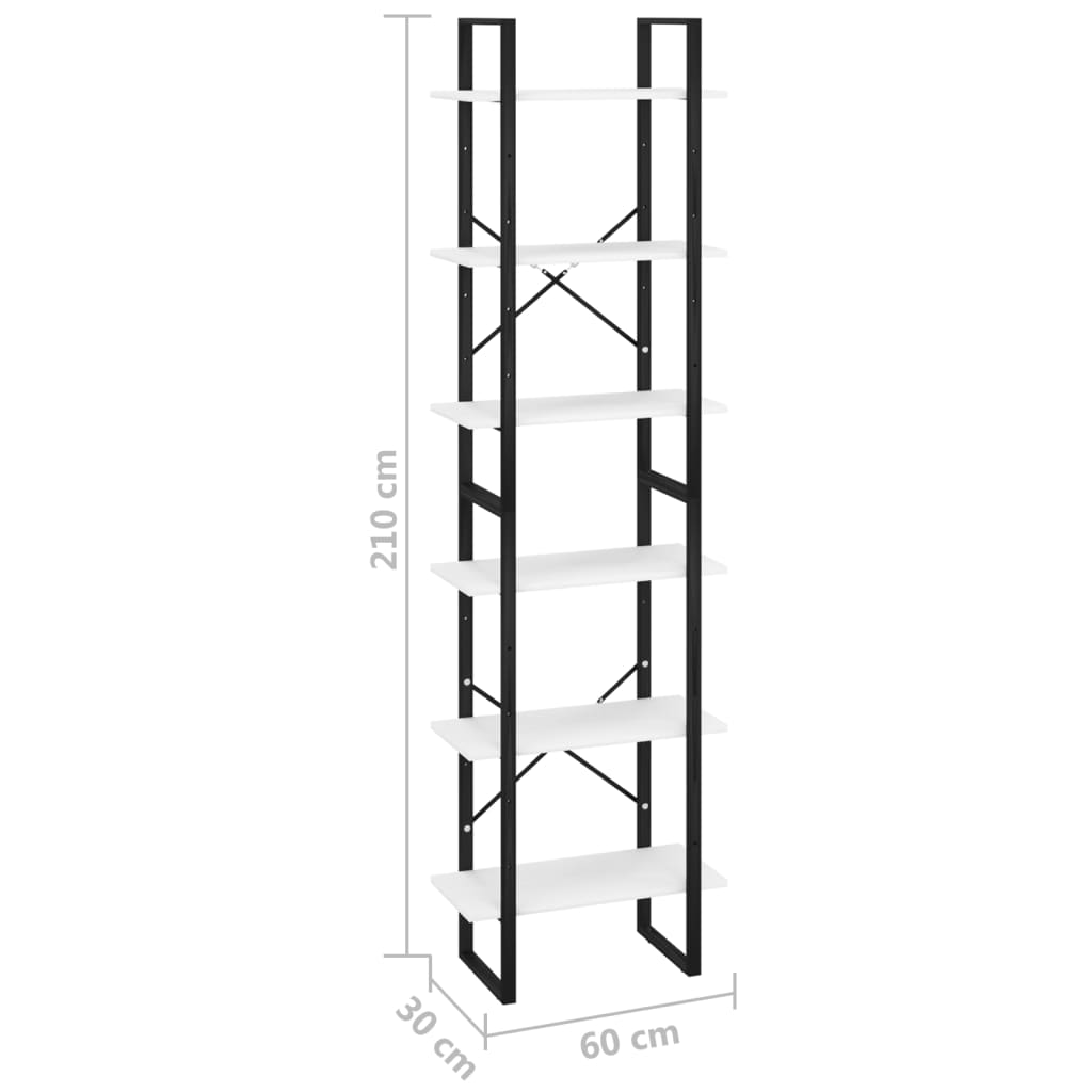 Scaffale Portaoggetti Bianco 60x30x210 cm in Legno Multistrato cod mxl 15082