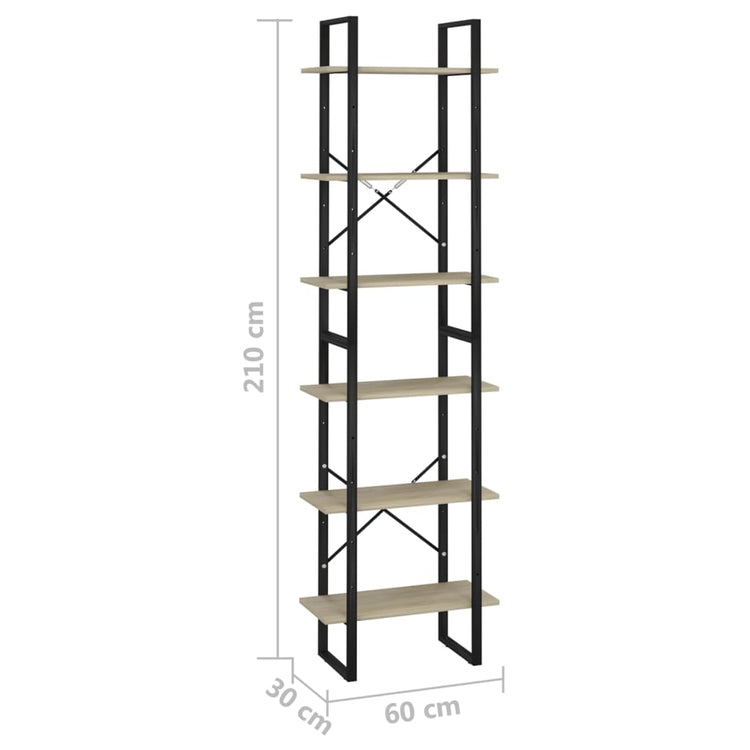 Scaffale Portaoggetti Sonoma 60x30x210 cm in Legno Multistrato cod mxl 19405