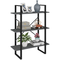 Libreria a 3 Ripiani Grigia 80x30x105 cm in Massello di Pino cod mxl 11561