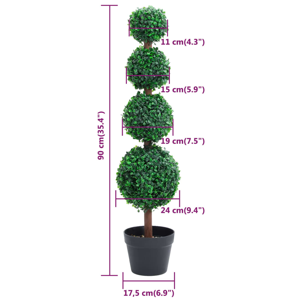 Pianta di Bosso Artificiale a Sfera con Vaso Verde 90 cm cod mxl 66339