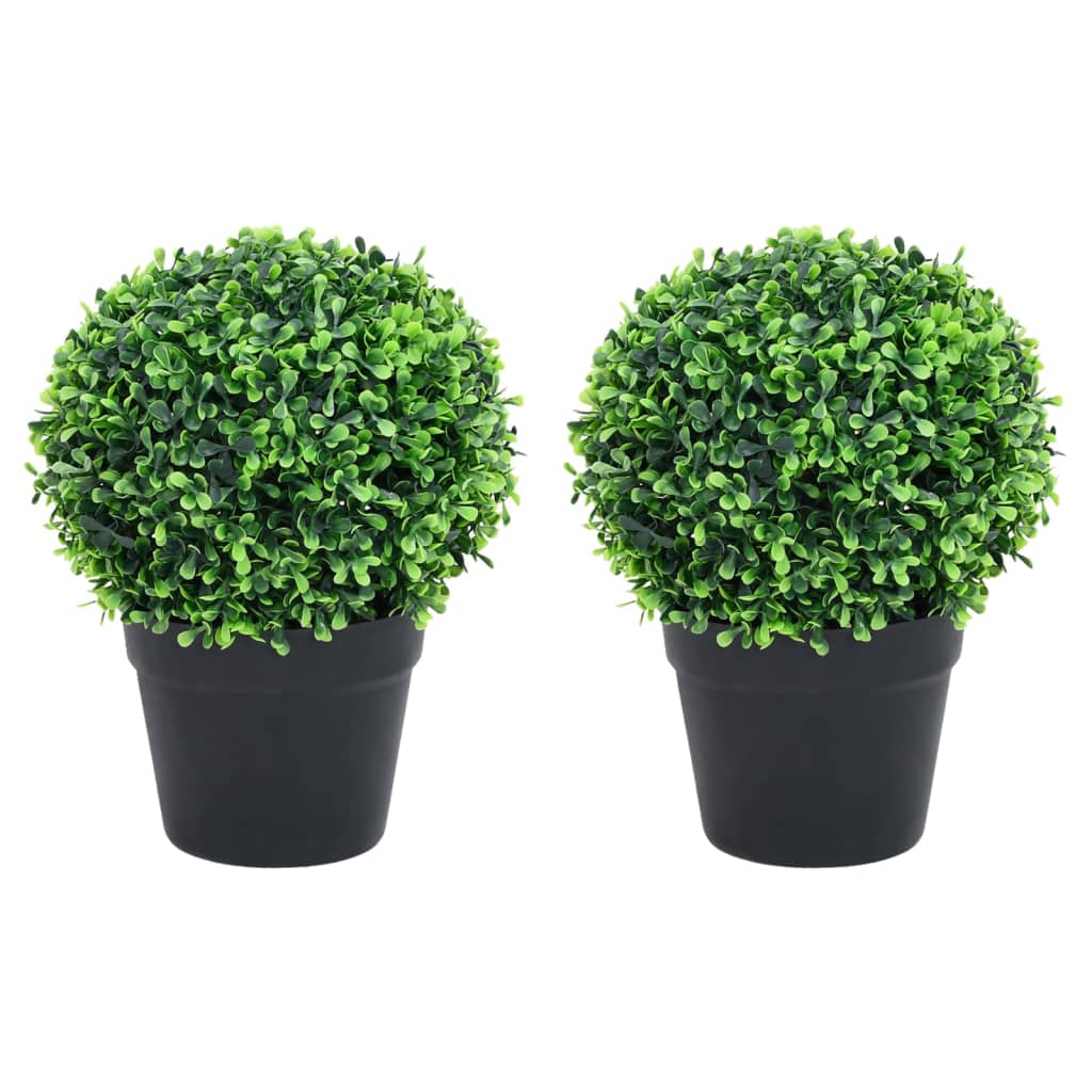 Piante di Bosso Artificiale 2 pz a Sfera con Vaso Verde 37 cm cod mxl 66348