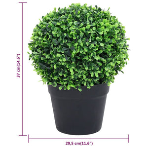 Piante di Bosso Artificiale 2 pz a Sfera con Vaso Verde 37 cm cod mxl 66348