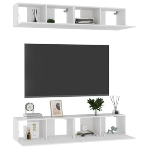 Mobili TV 4 pz Bianchi 80x30x30 cm in Legno Multistrato cod mxl 33971