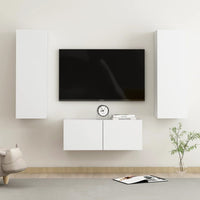 Set Mobili Porta TV 3 pz Bianco in Legno Multistrato 3078658