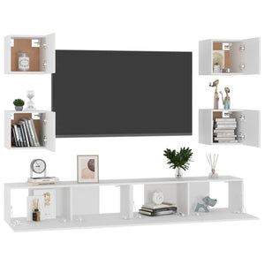 Set Mobili Porta TV 6 pz Bianco in Legno Multistrato 3078663