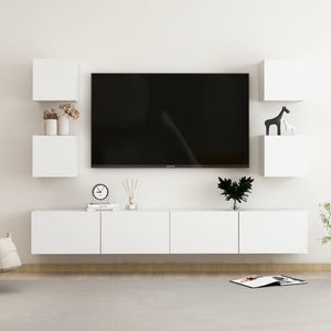 Set Mobili Porta TV 6 pz Bianco in Legno Multistrato 3078663