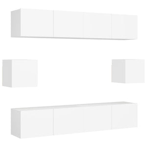 Set Mobili Porta TV 6 pz Bianco in Legno Multistrato 3078683