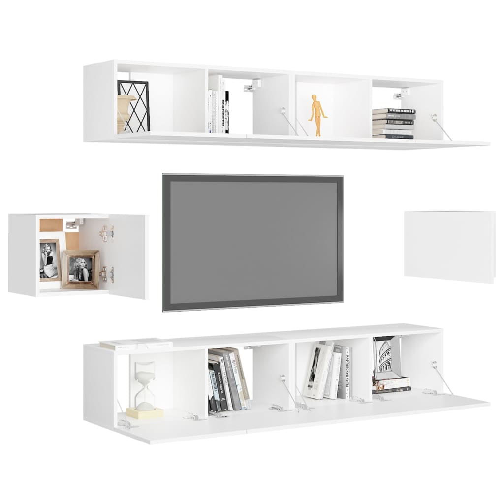 Set Mobili Porta TV 6 pz Bianco in Legno Multistrato 3078683