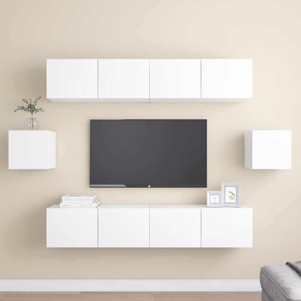 Set Mobili Porta TV 6 pz Bianco in Legno Multistrato 3078683