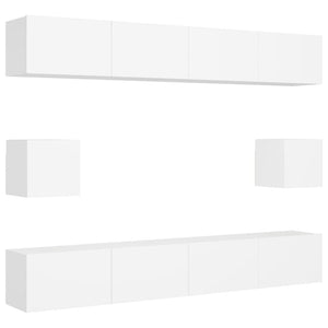 Set Mobili TV 6 pz Bianco in Truciolato 3078684