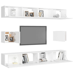 Set Mobili TV 6 pz Bianco in Truciolato 3078684