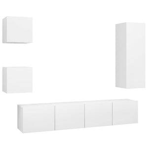 Set di Mobili Porta TV 5 pz Bianco in Legno Multistrato 3078696