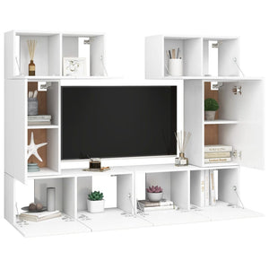 Set Mobili TV 6 pz Bianco in Truciolato cod mxl 33899