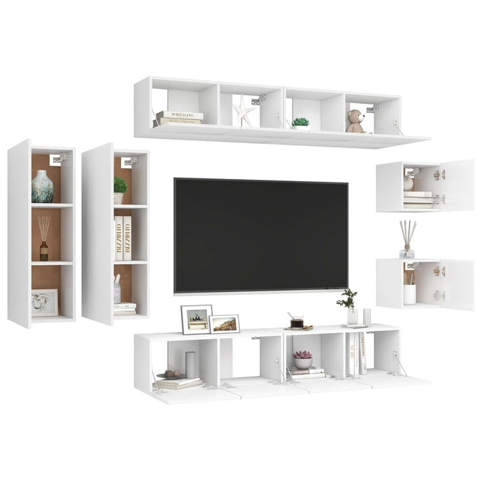 Set Mobile TV 8 pz Bianco in Truciolato 3078705