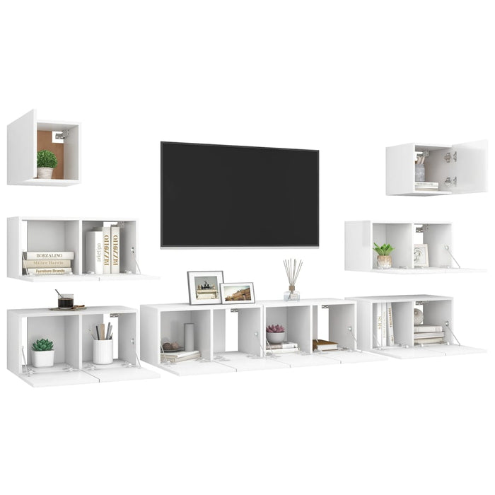 Set Mobile TV 8 pz Bianco in Truciolato 3078714