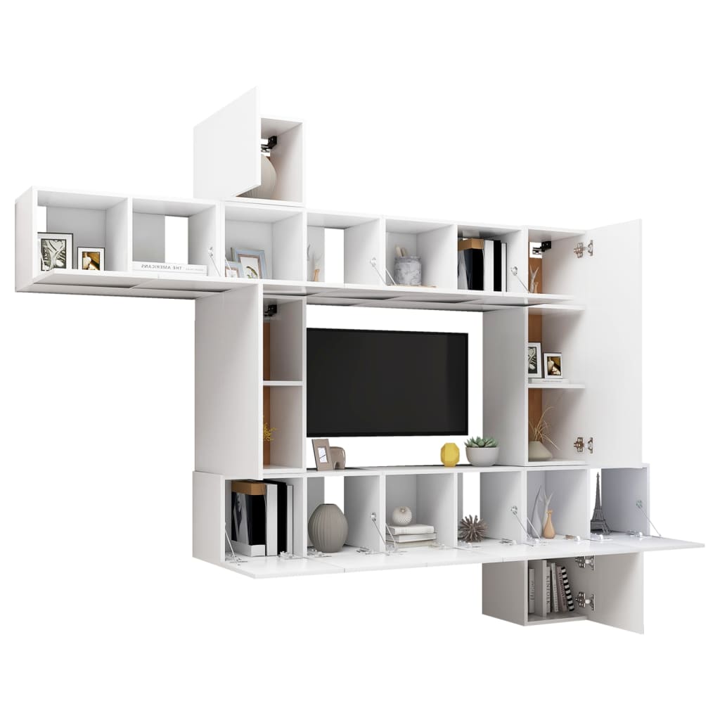 Set Mobili Porta TV 10 pz Bianco in Legno Multistratocod mxl 96868