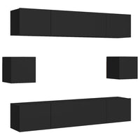 Set Mobili TV 6 pz Nero in Truciolato 3078788