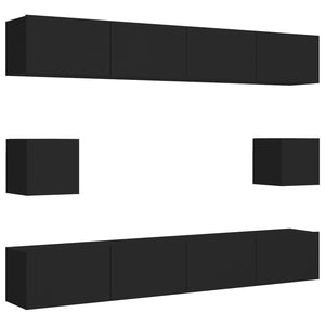 Set Mobili TV 6 pz Nero in Truciolato cod mxl 14426