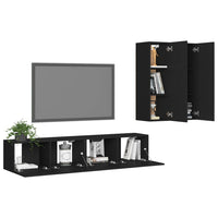 Set di Mobili Porta TV 4 pz Nero in Legno Multistrato 3078791