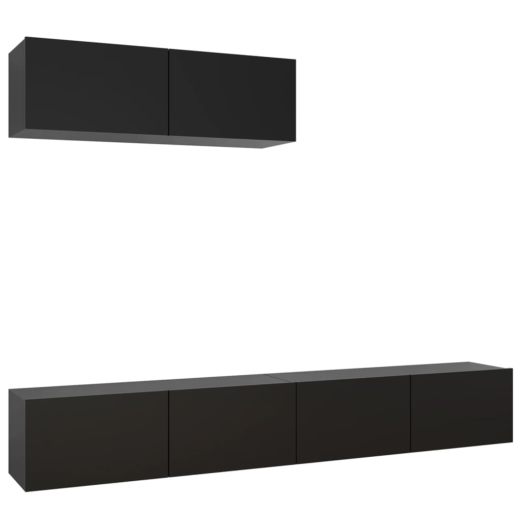 Mobili Porta TV 3 pz Neri in Legno Multistrato 3078808