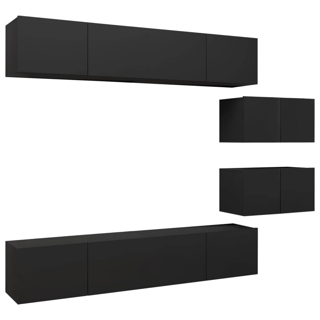 Set Mobili TV 6 pz Nero in Truciolato 3078831