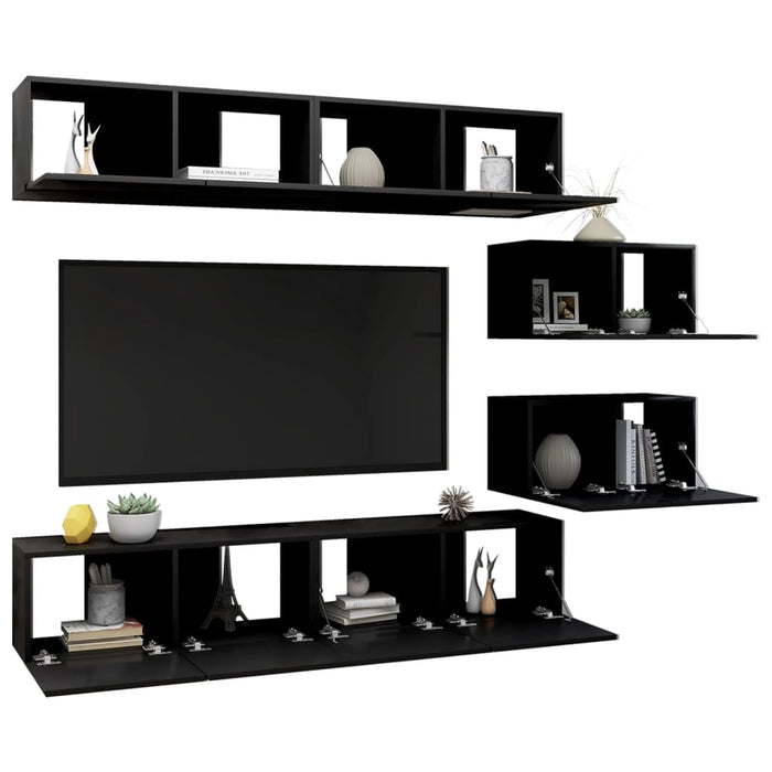 Set Mobili TV 6 pz Nero in Truciolato cod mxl 6774