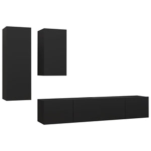 Set di Mobili Porta TV 4 pz Nero in Legno Multistrato 3078837