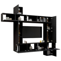 Set Mobili TV 9 pz Nero in Truciolato 3078843