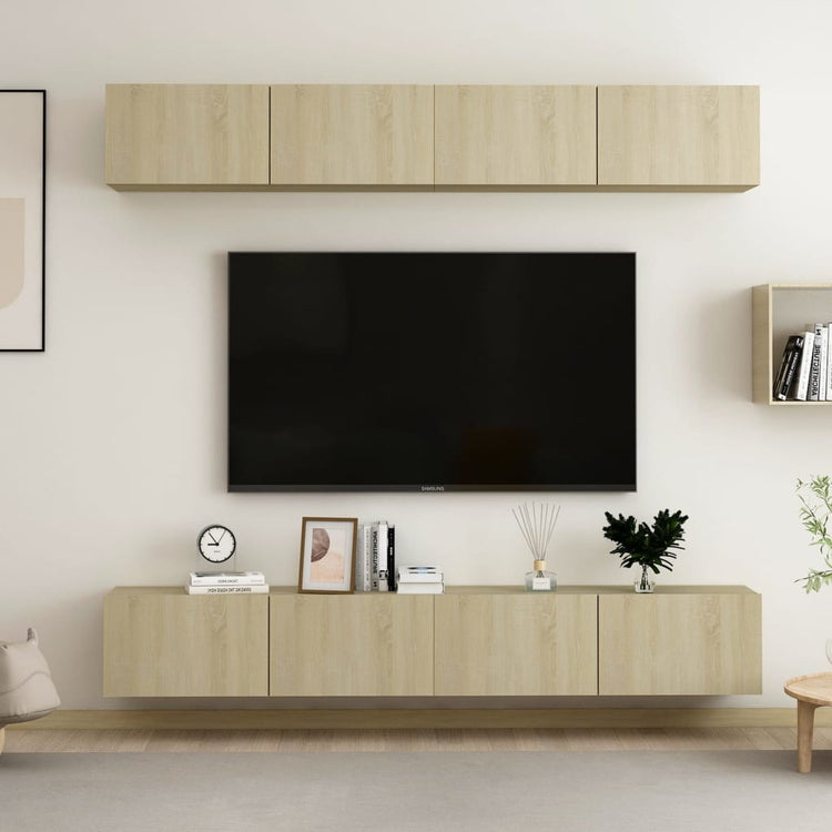 Mobili TV 4 pz Rovere Sonoma 100x30x30 cm in Truciolato