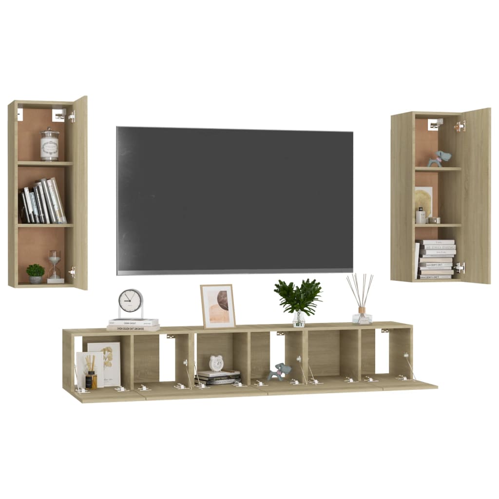 Set Porta TV 5 pz Rovere Sonoma in Truciolato cod mxl 34046