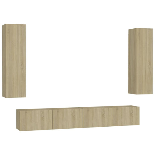 Set Porta TV 4 pz Rovere Sonoma in Truciolato 3078960