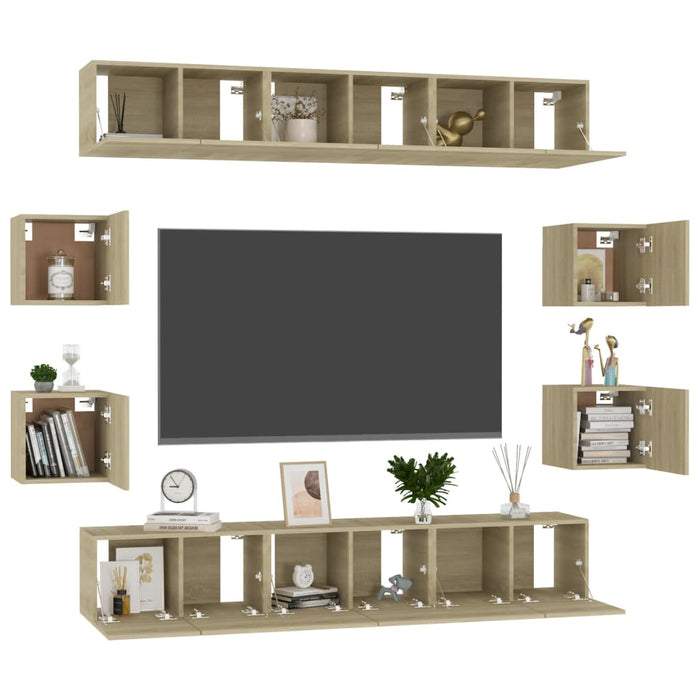 Set Porta TV 10 pz Rovere Sonoma in Truciolato 3078962