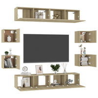 Set Porta TV 8 pz Rovere Sonoma in Truciolato 3078963