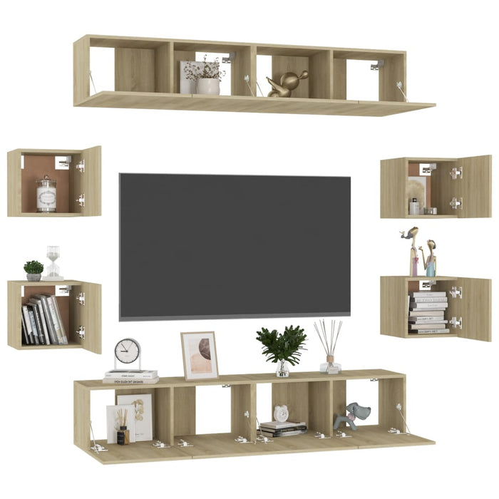 Set Porta TV 8 pz Rovere Sonoma in Truciolato 3078963