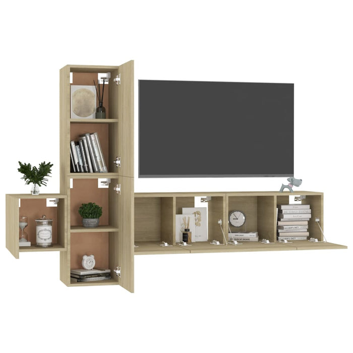 Set Mobili TV 5 pz Rovere Sonoma in Truciolato cod mxl 71354