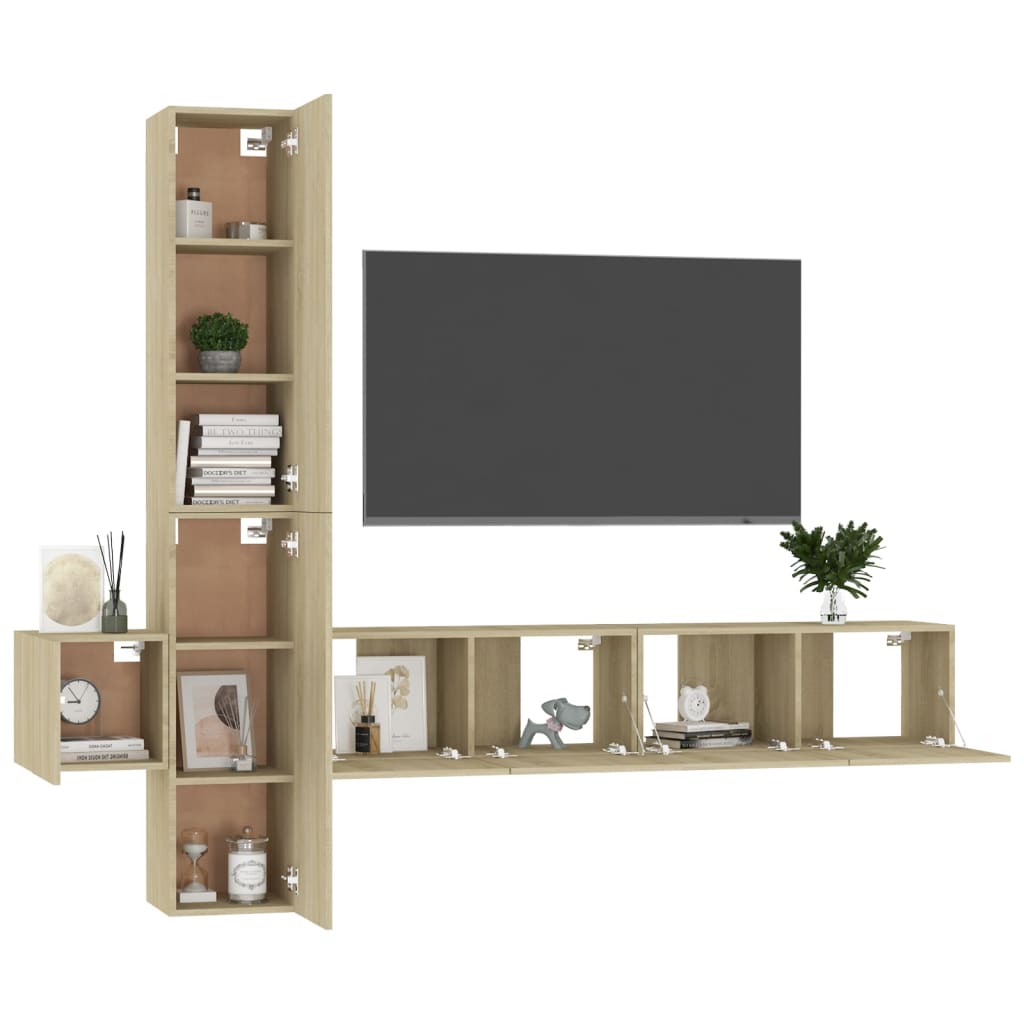 Set Porta TV 5 pz Rovere Sonoma in Truciolato cod mxl 12977