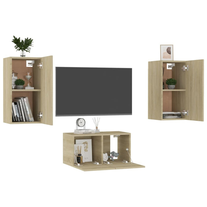 Set Mobili TV 3 pz Rovere Sonoma in Truciolato cod mxl 33902