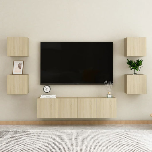 Set Mobile Porta TV 6 pz Rovere Sonoma in Truciolato  cod mxl 17365