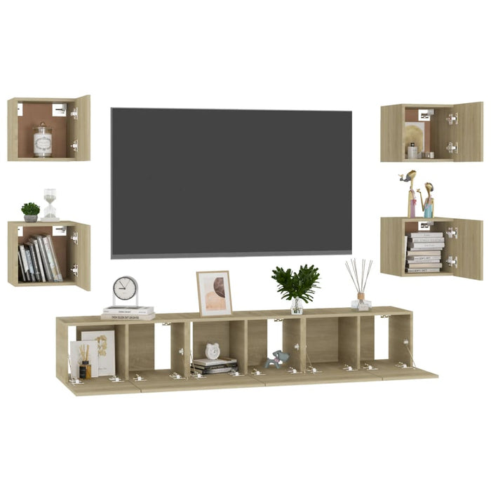 Set Porta TV 7 pz Rovere Sonoma in Truciolato cod mxl 53992