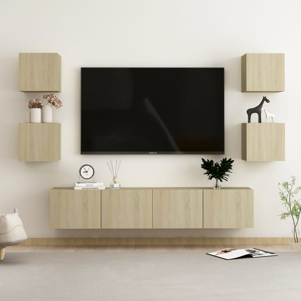 Set Porta TV 6 pz Rovere Sonoma in Truciolato cod mxl 11716