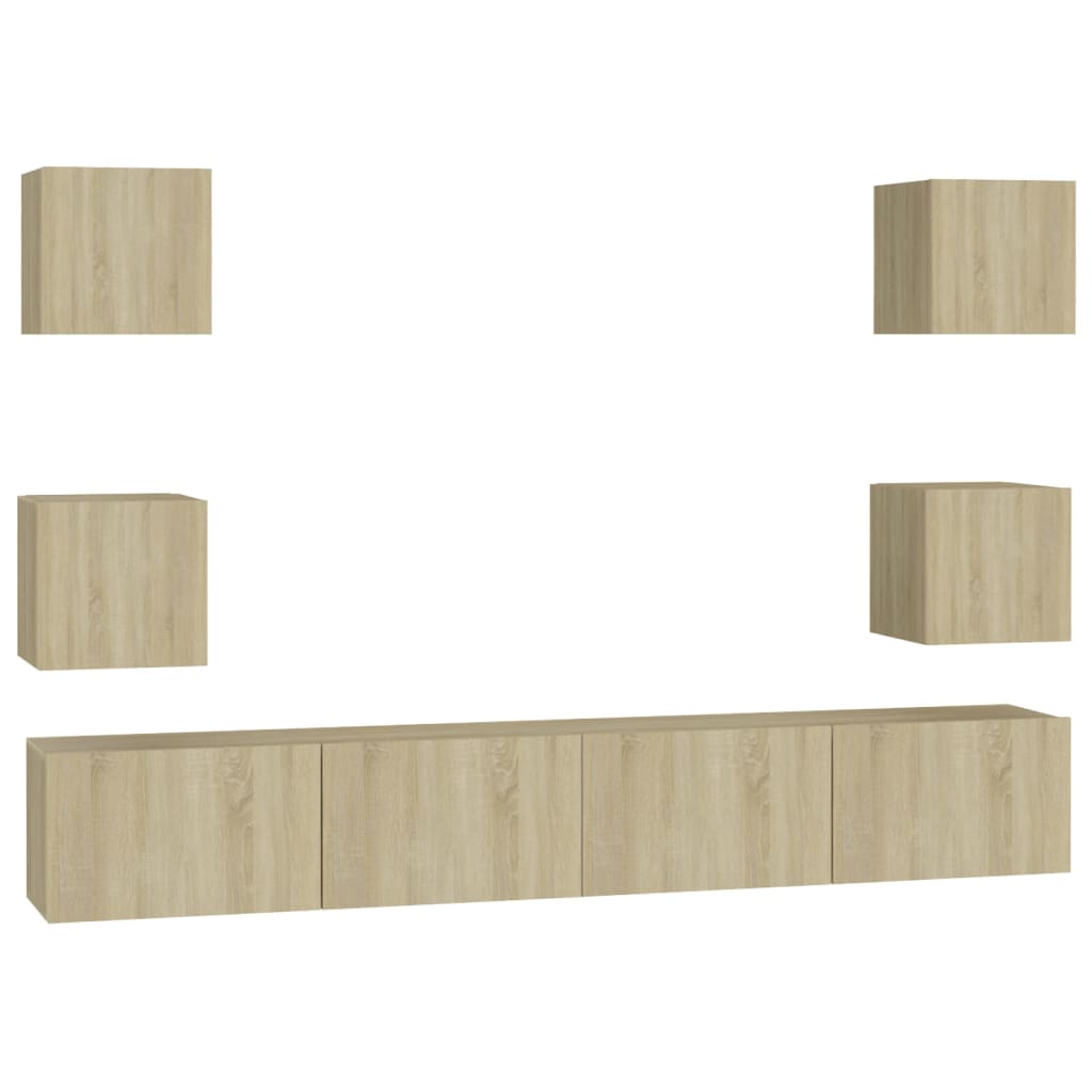 Set Porta TV 6 pz Rovere Sonoma in Truciolato 3078978