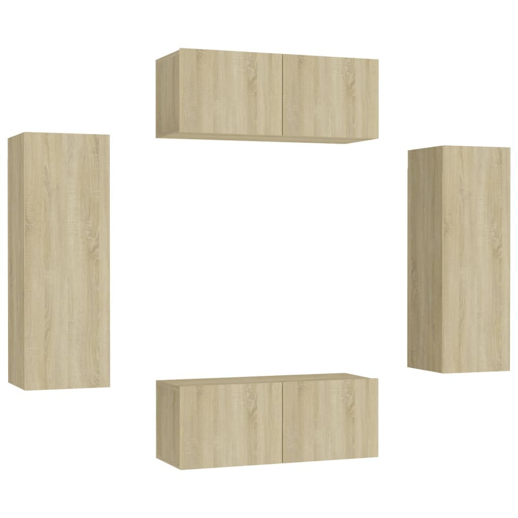 Set Porta TV 4 pz Rovere Sonoma in Truciolato 3078981