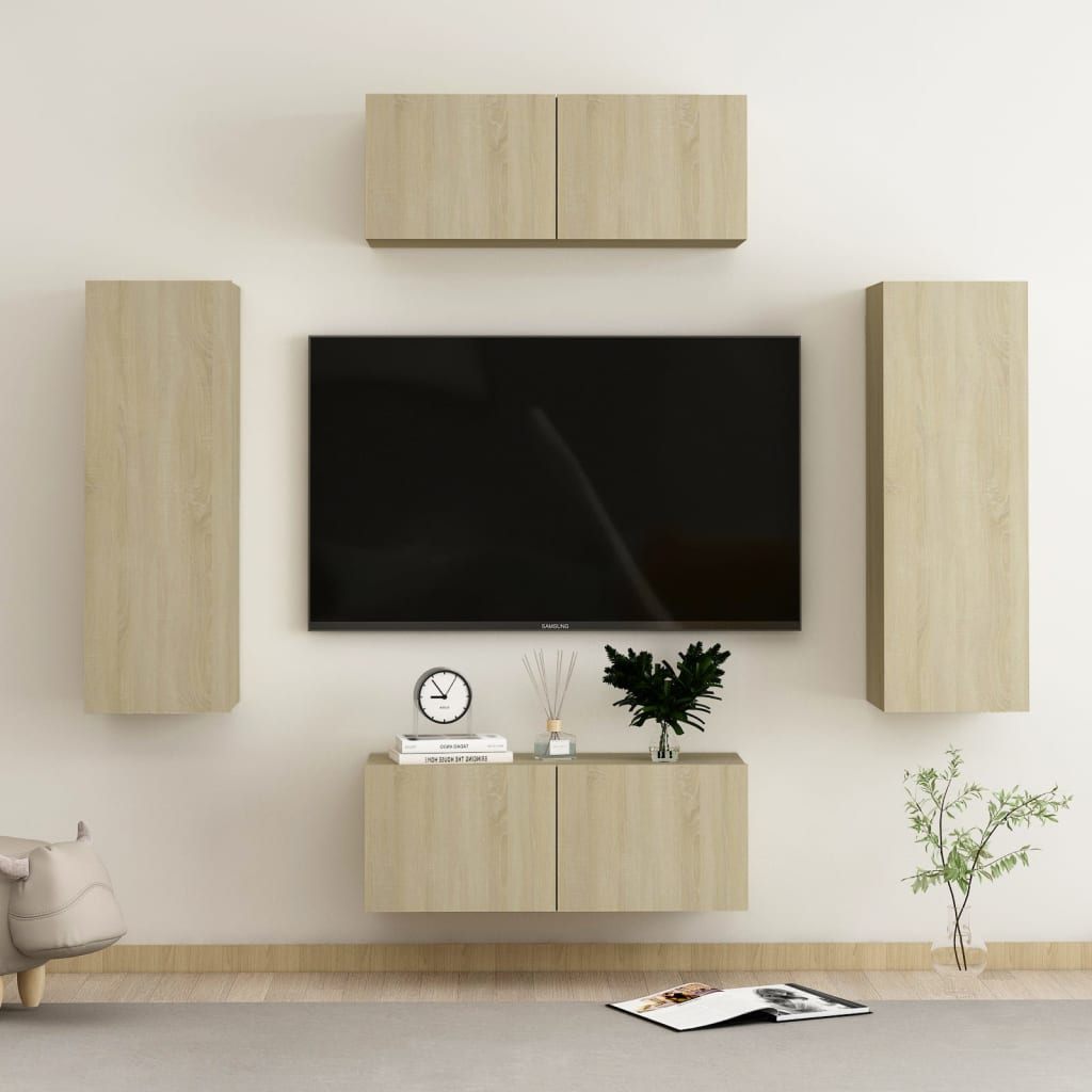 Set Porta TV 4 pz Rovere Sonoma in Truciolato cod mxl 11712