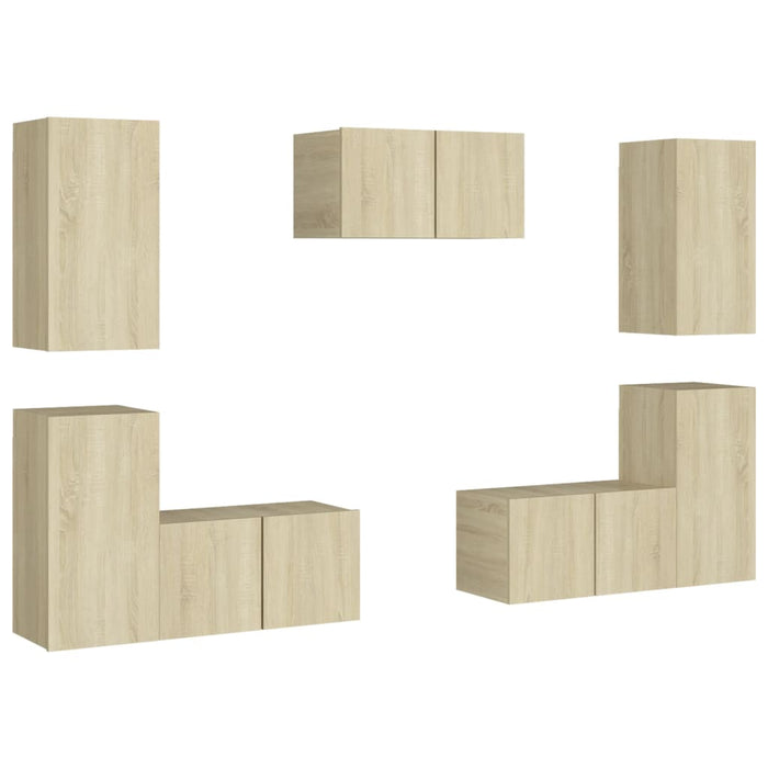 Set Porta TV 7 pz Rovere Sonoma in Truciolato 3078986