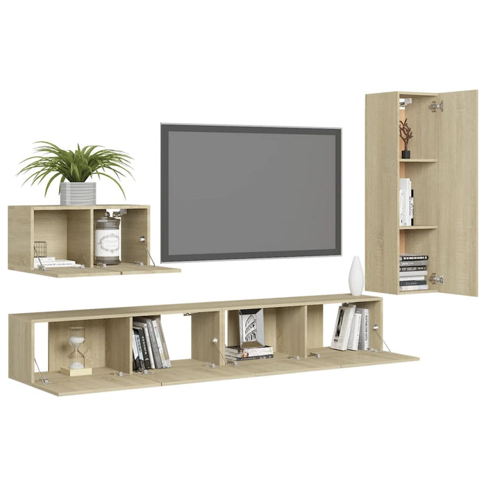 Set Porta TV 4 pz Rovere Sonoma in Truciolato cod mxl 33845