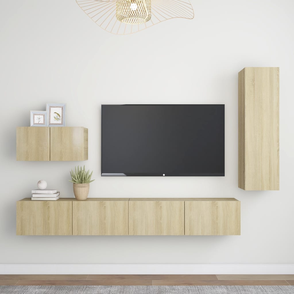 Set Porta TV 4 pz Rovere Sonoma in Truciolato cod mxl 33845