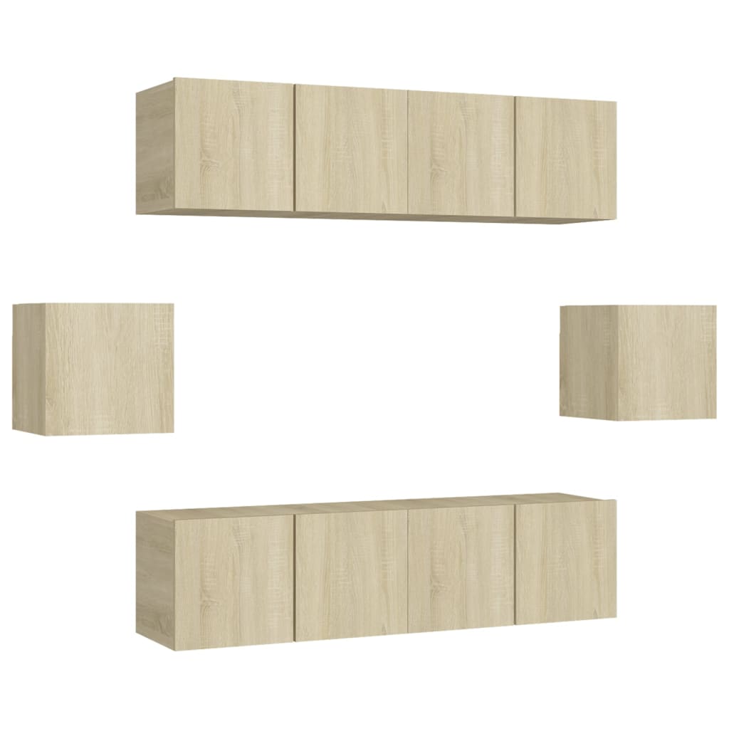 Set di Mobili Porta TV 6 pz Rovere Sonoma in Legno Multistrato 3078997